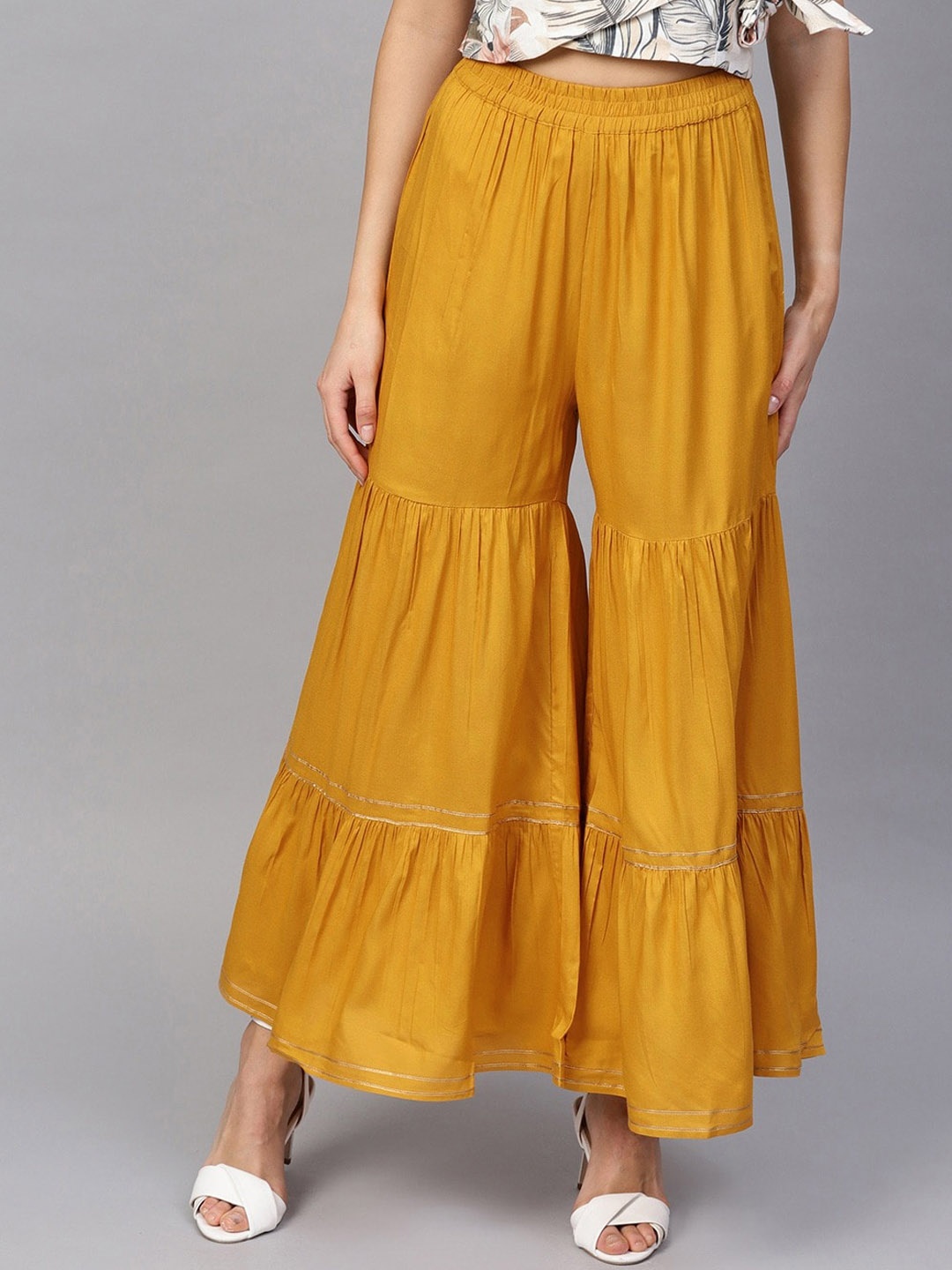 

RARE Women Mustard Yellow Flared Regular Sharara