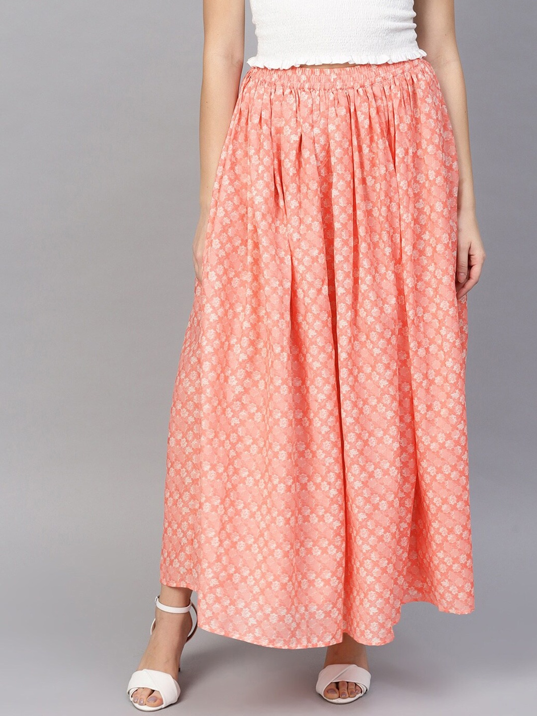 

RARE Printed Flared Maxi Skirt, Pink