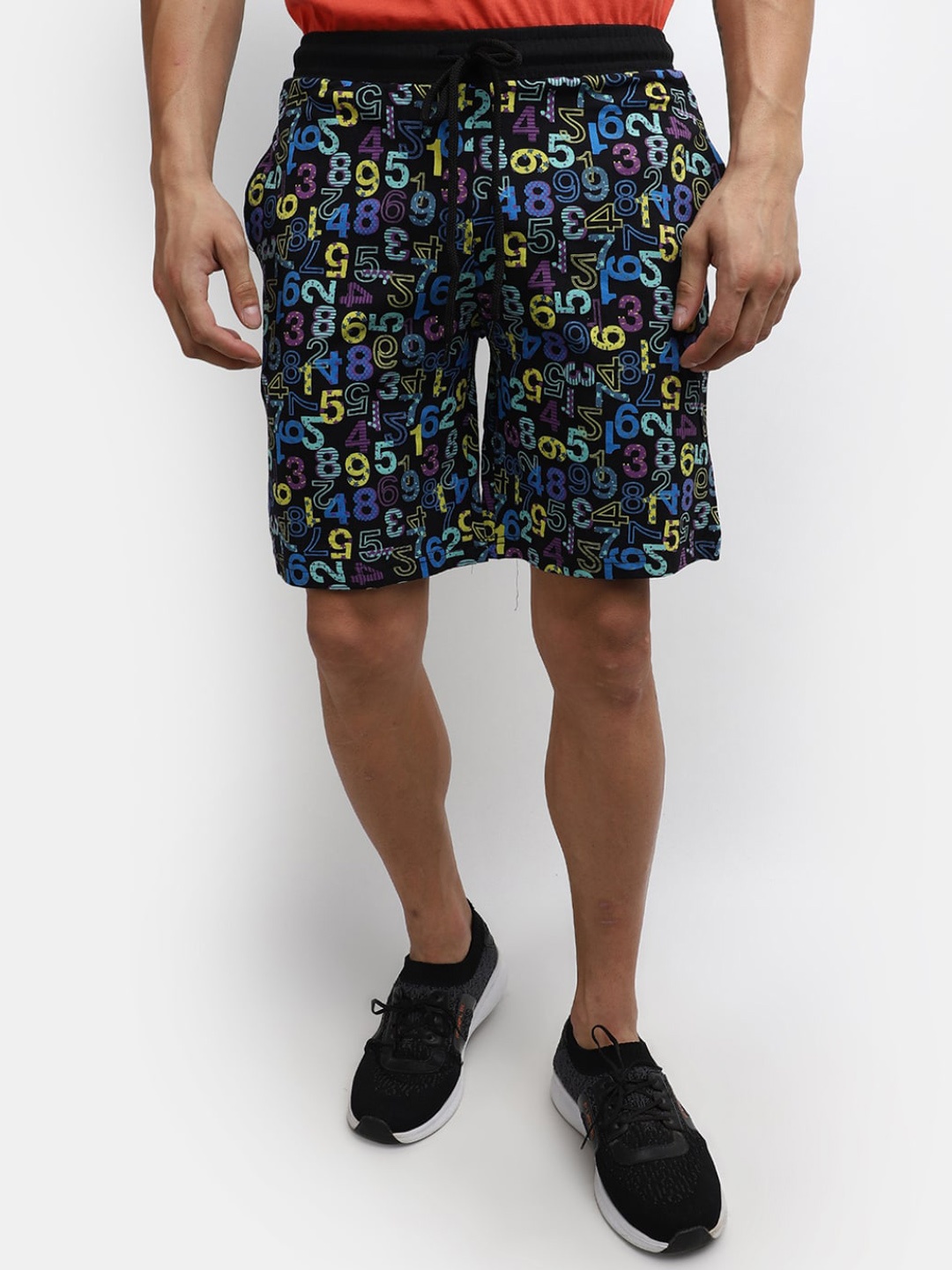 

V-Mart Men Black Typography Printed Mid Rise Cotton Shorts