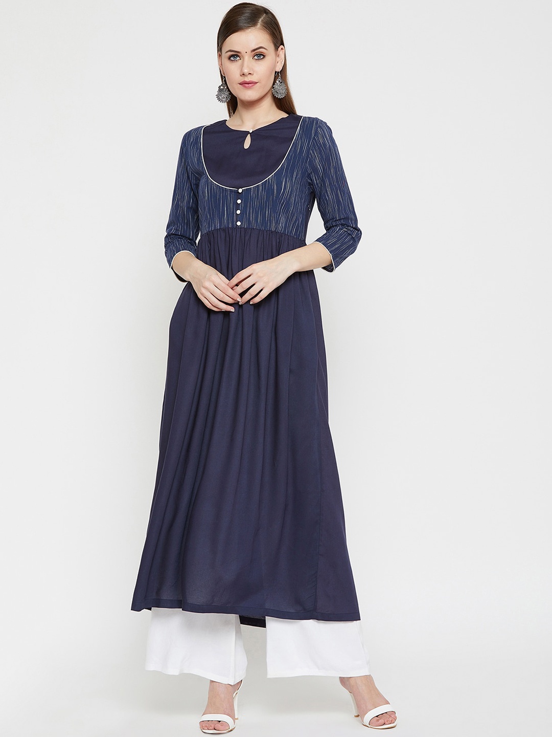 

RARE Navy Blue Keyhole Neck Anarkali Kurta