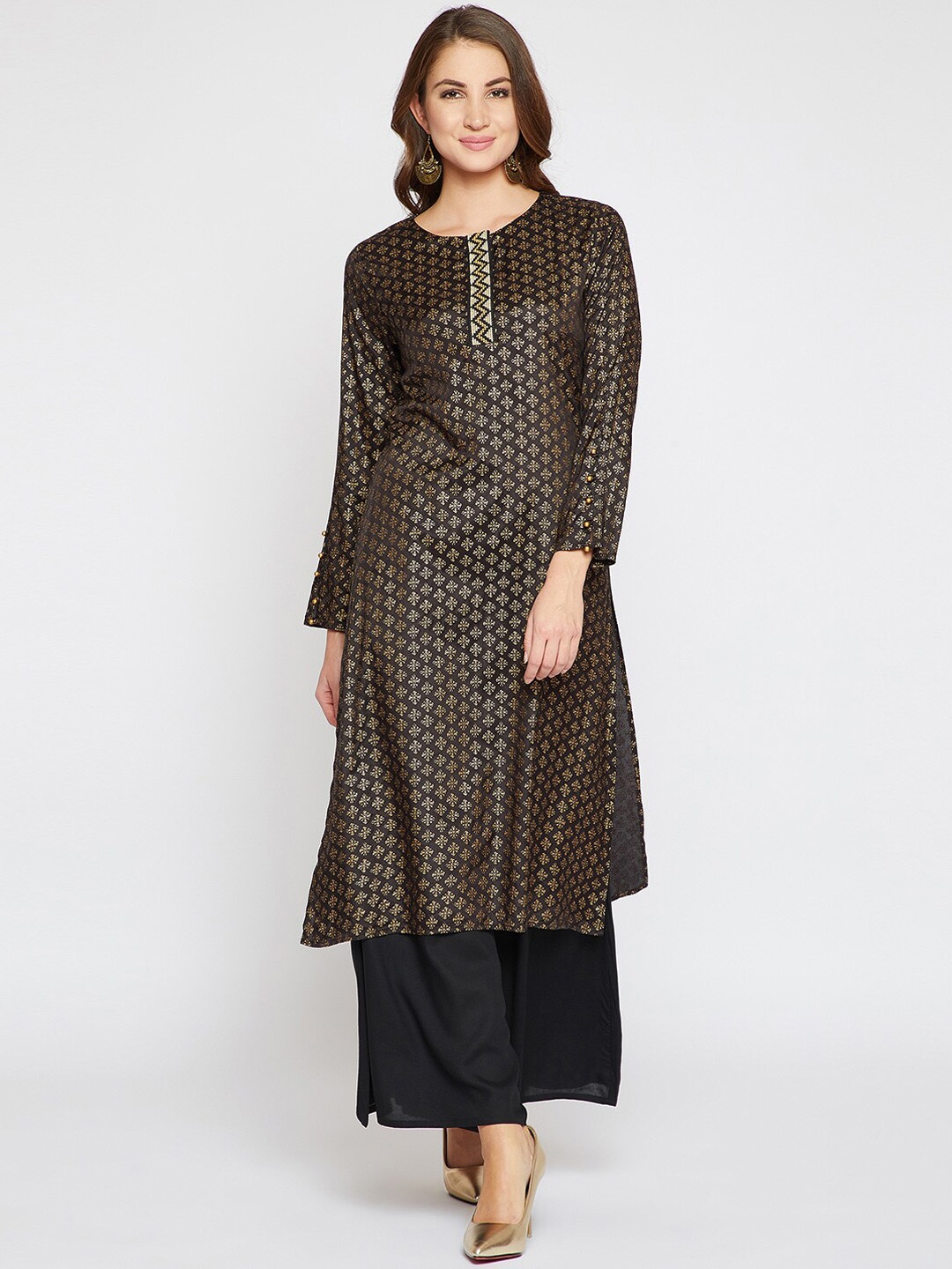 

RARE Ethnic Motifs Printed Kurta With Palazzos, Black