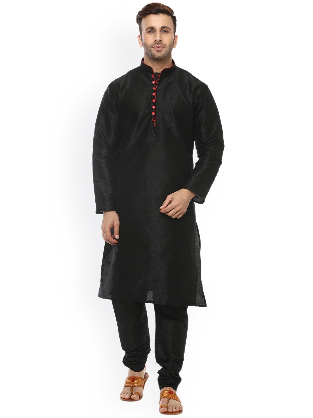 

Hangup Men Black Solid Kurta with Churidar