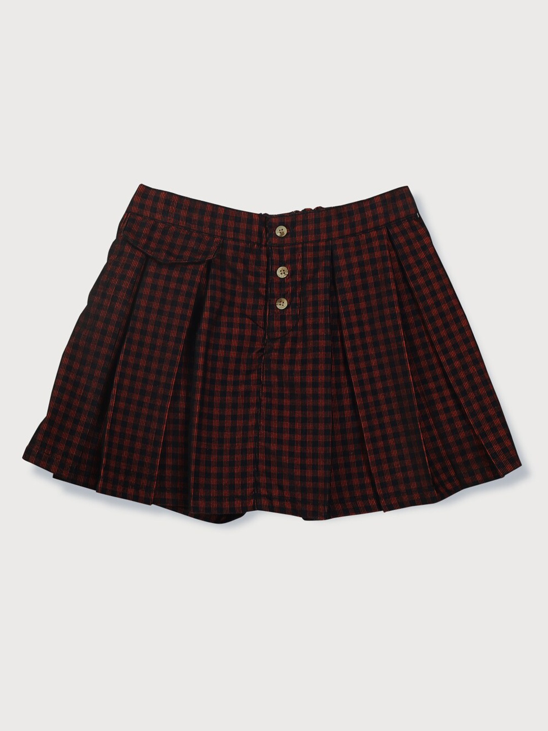 

Gini and Jony Girls Checked Cotton Mini Flared Skirt, Red