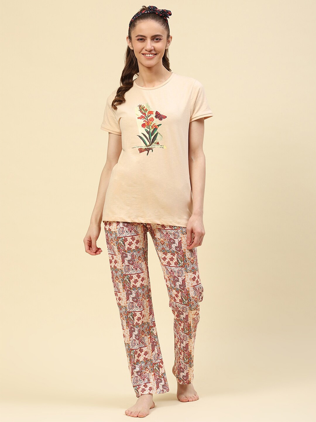 

Monte Carlo Women Printed Night suit, Beige