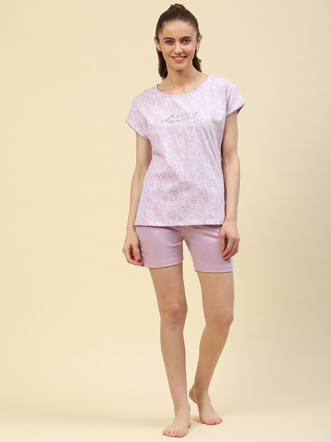 

Monte Carlo Floral Printed Night Suit, Lavender