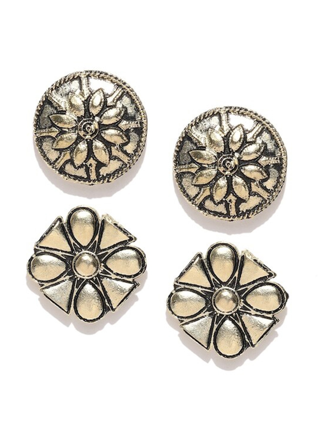 

Infuzze Set Of 2 Gold-Plated Geometric Studs Earrings