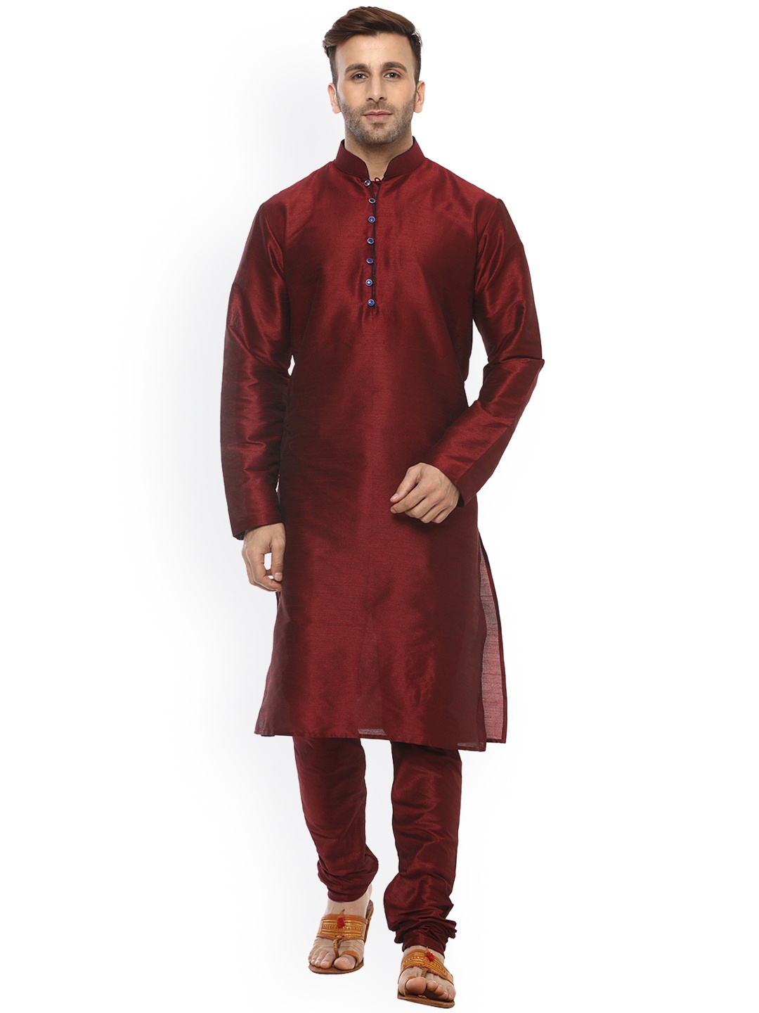 

Hangup Men Maroon Solid Kurta with Churidar