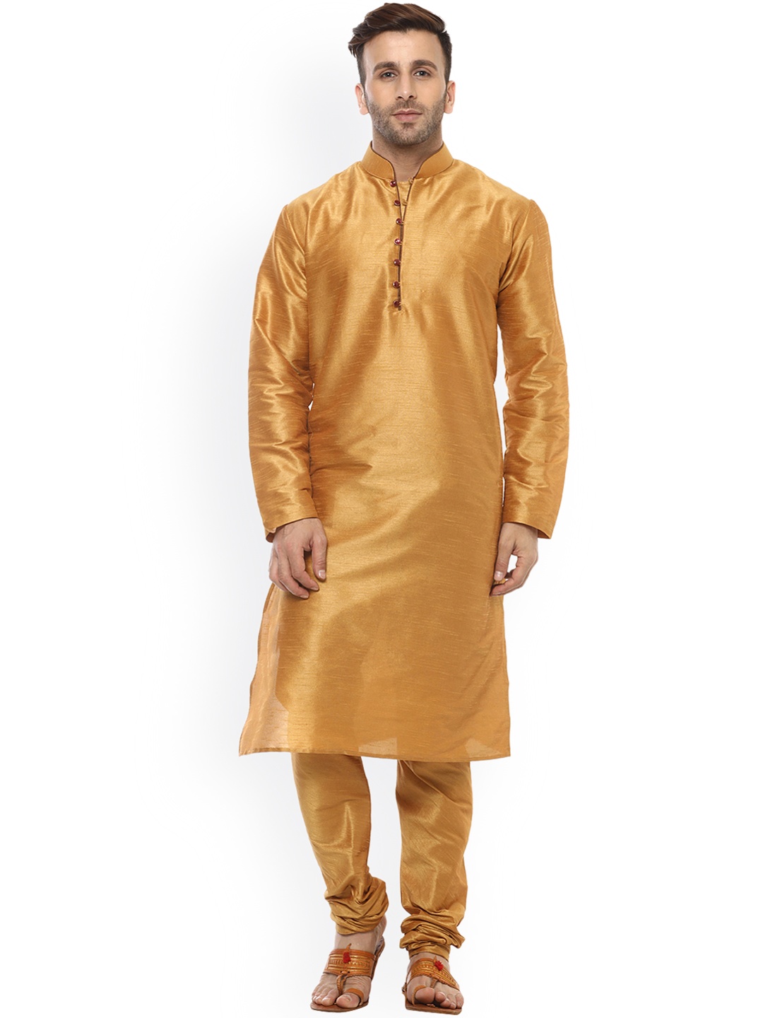 

Hangup Men Brown Solid Kurta with Churidar