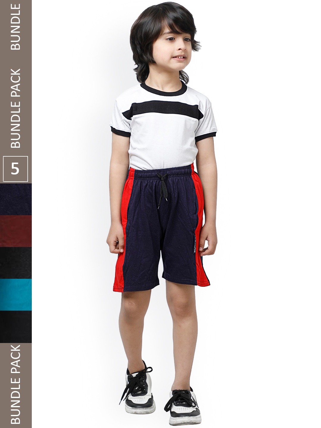 

IndiWeaves Boys Pack Of 5 High-Rise Casual Shorts, Maroon