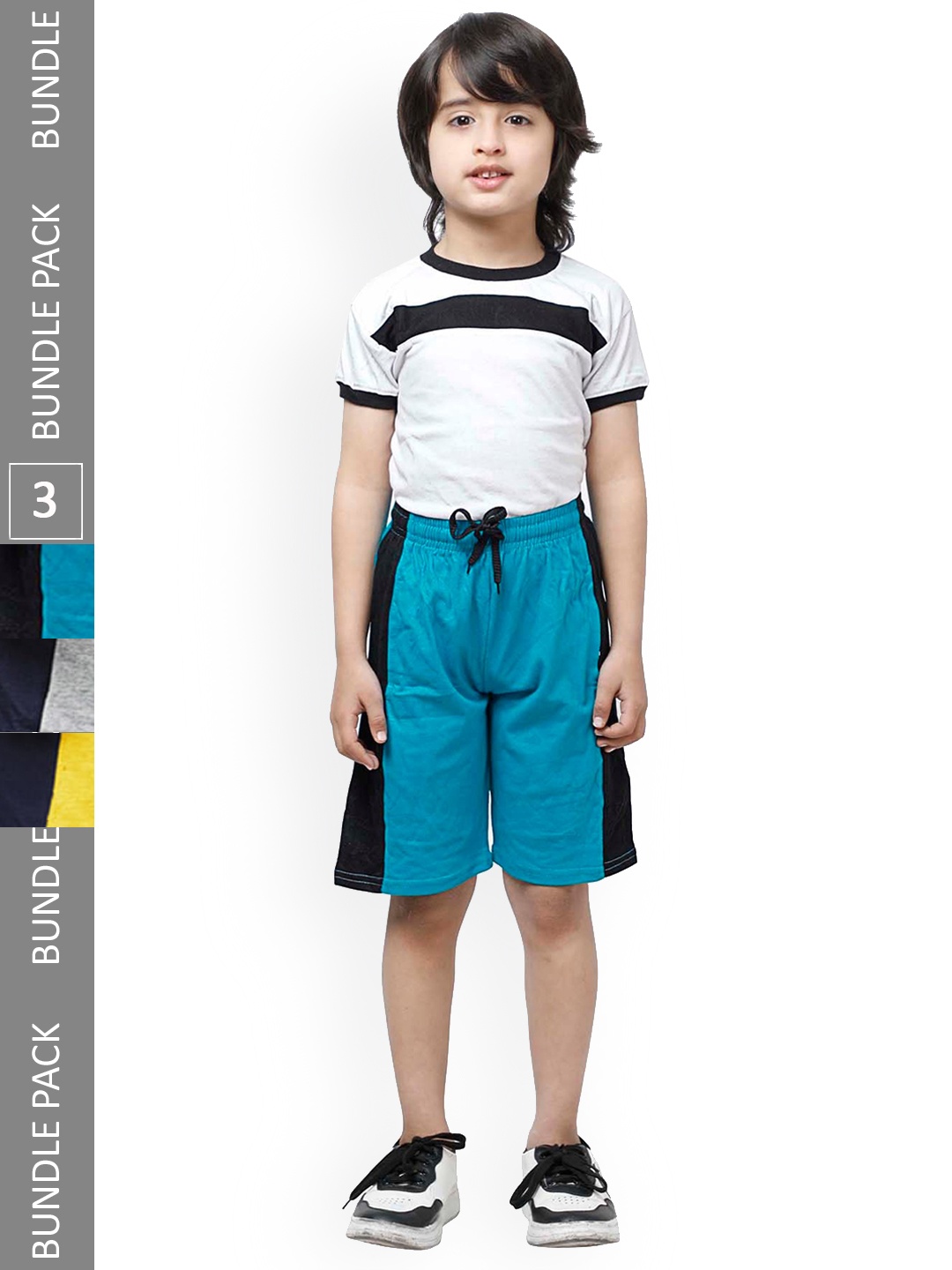 

IndiWeaves Boys Pack Of 3 High-Rise Pure Cotton Shorts, Blue