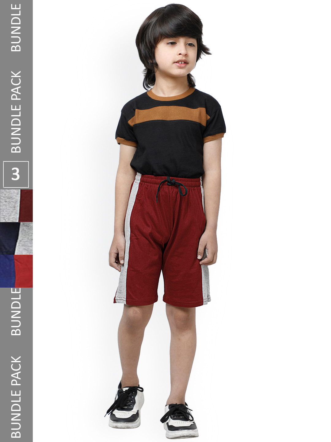 

IndiWeaves Boys Pack Of 3 High-Rise Pure Cotton Shorts, Maroon