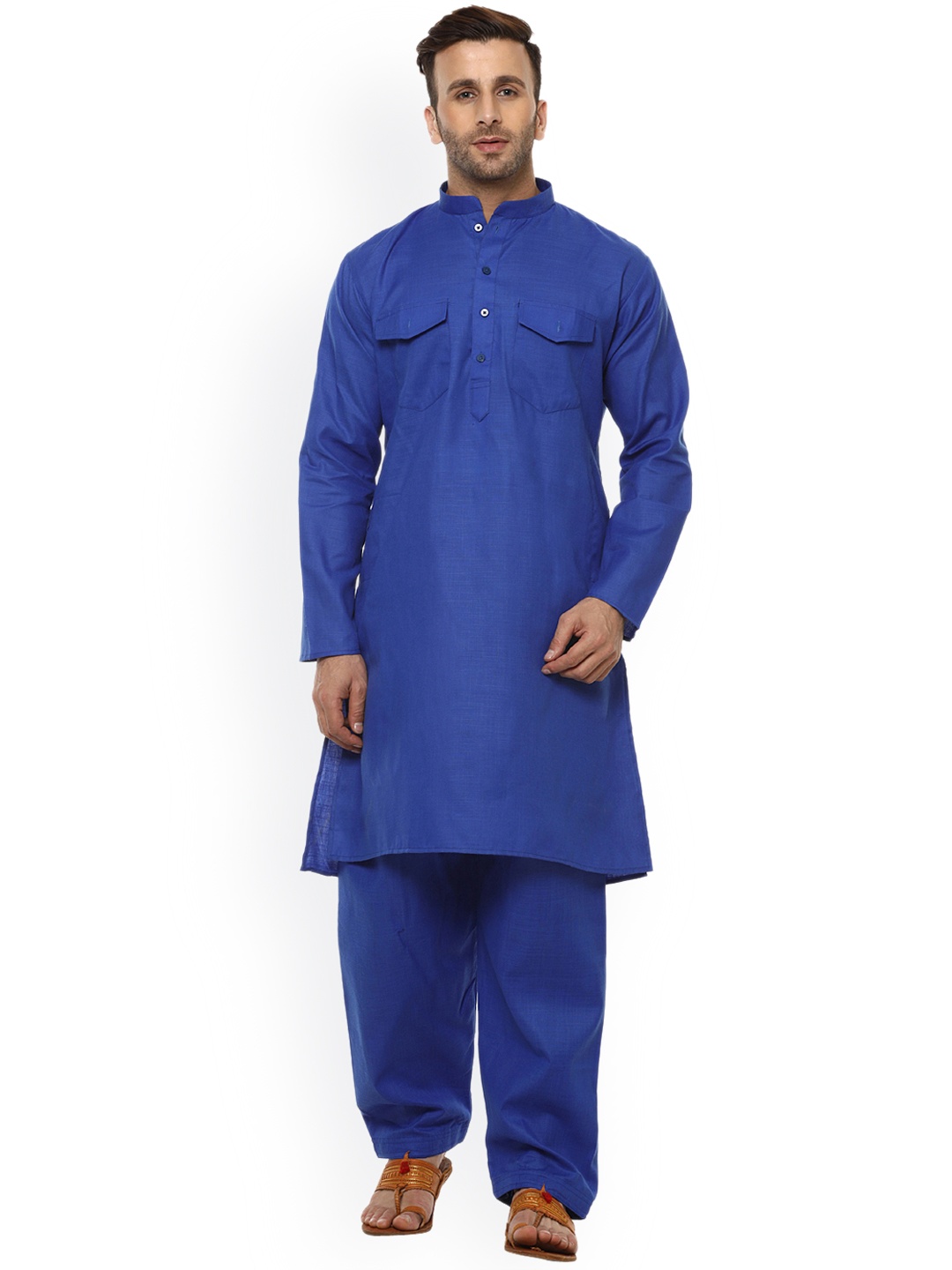 

Hangup Men Blue Solid Kurta with Salwar