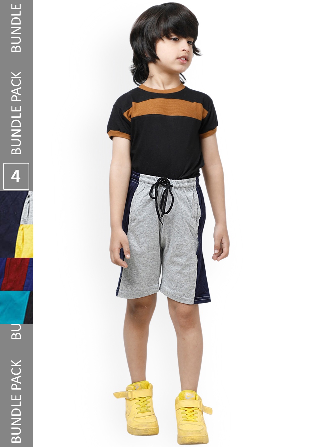 

IndiWeaves Boys Multicoloured Striped Printed High-Rise Shorts, Multi