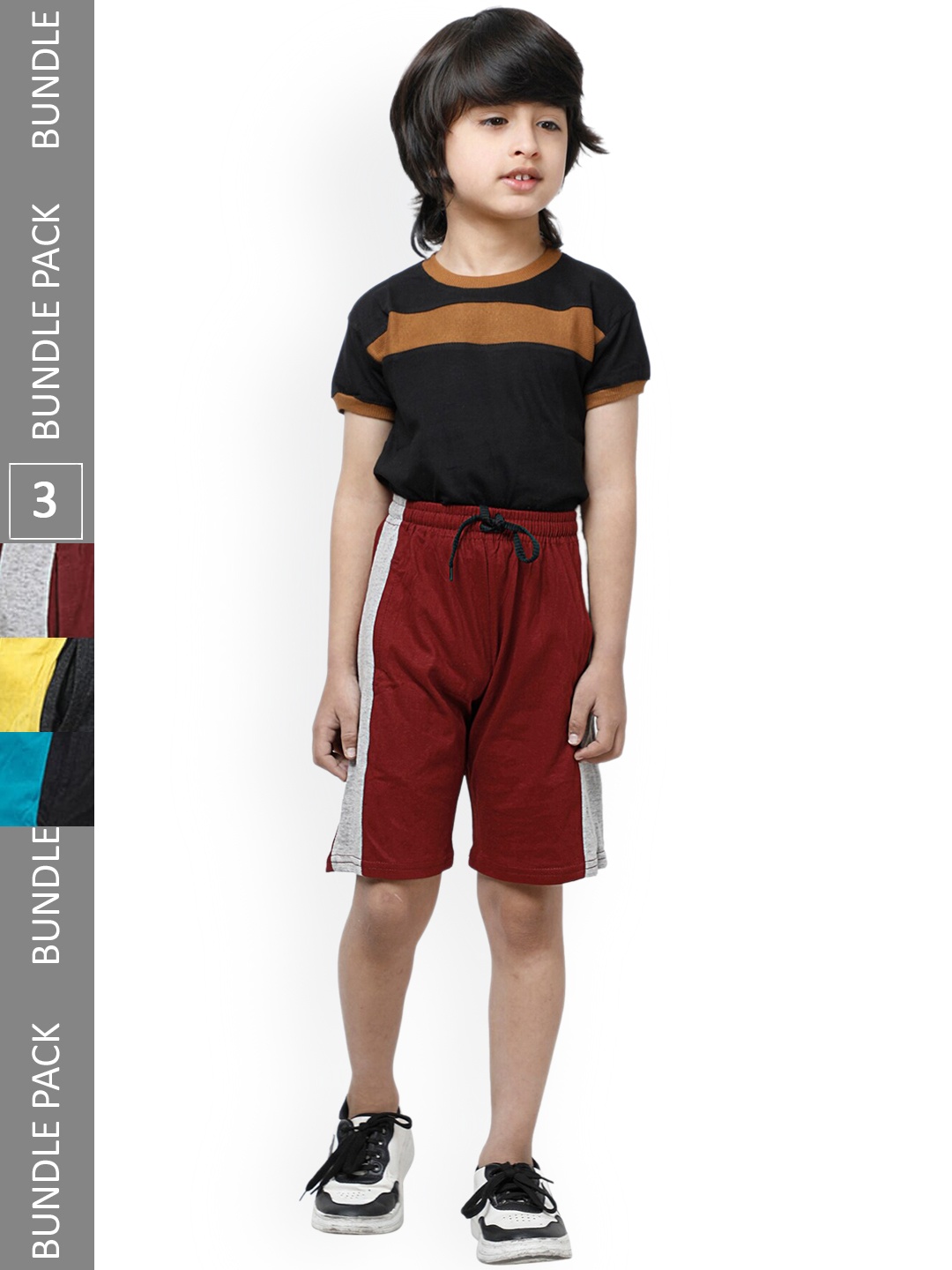 

IndiWeaves Boys Pack Of 3 High-Rise Pure Cotton Shorts, Maroon