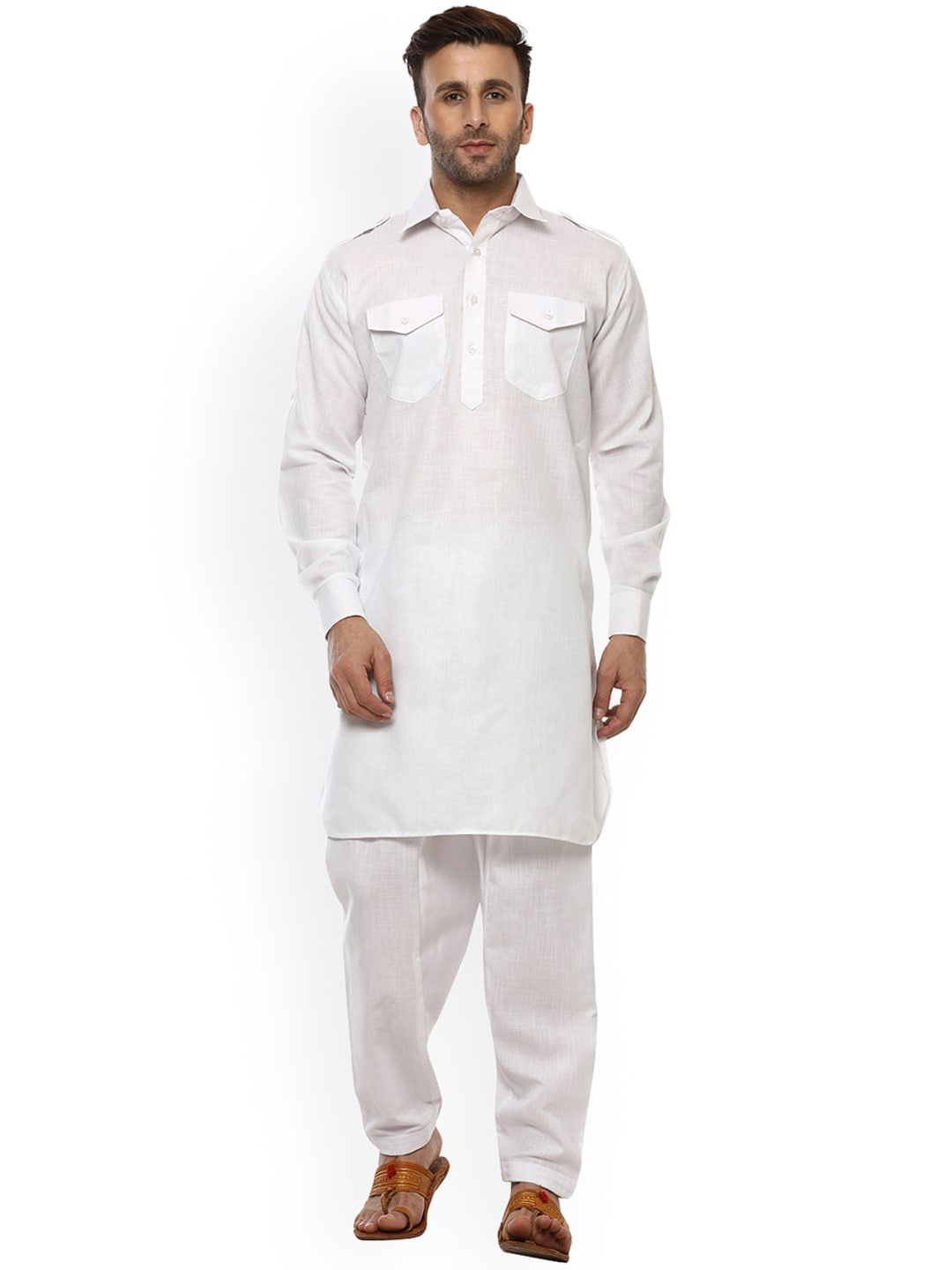 

Hangup Men White Solid Kurta with Salwar