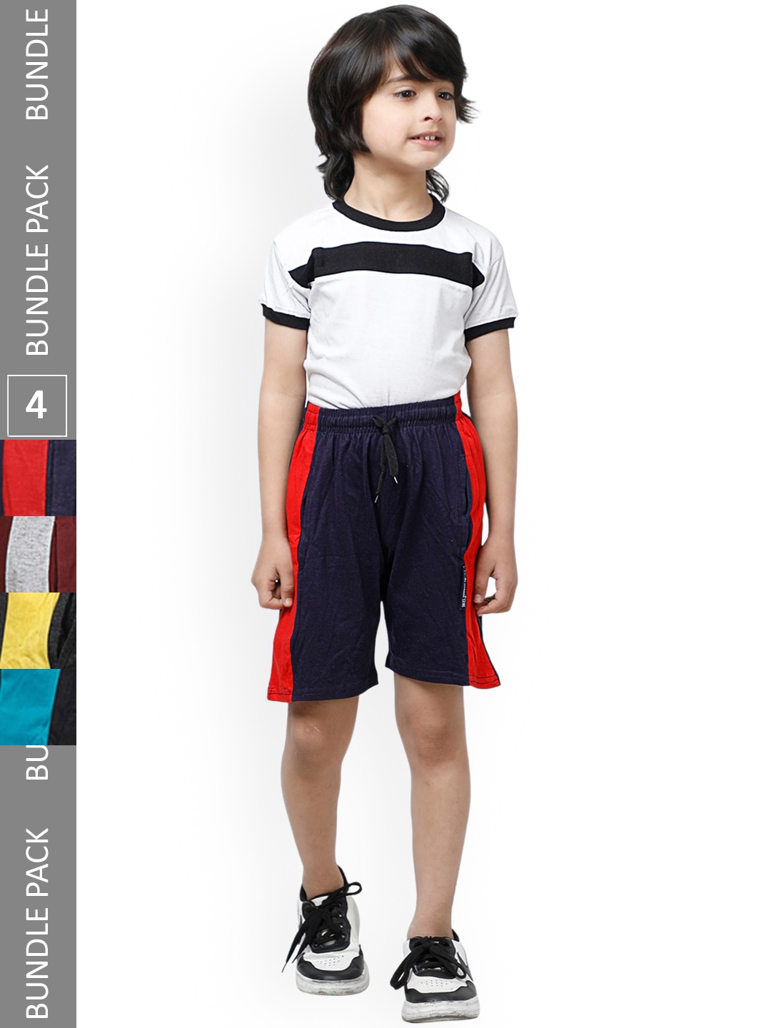 

IndiWeaves Boys Pack Of High-Rise Pure Cotton Shorts, Navy blue