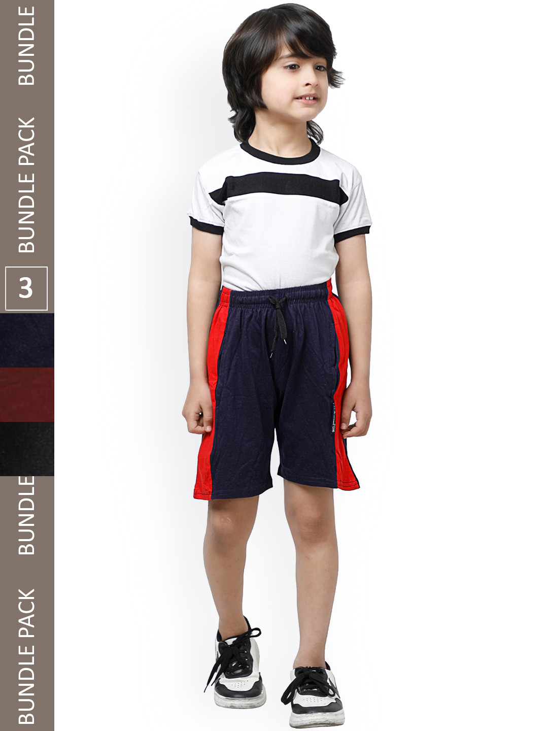 

IndiWeaves Boys Pack Of 3 High-Rise Pure Cotton Casual Shorts, Maroon