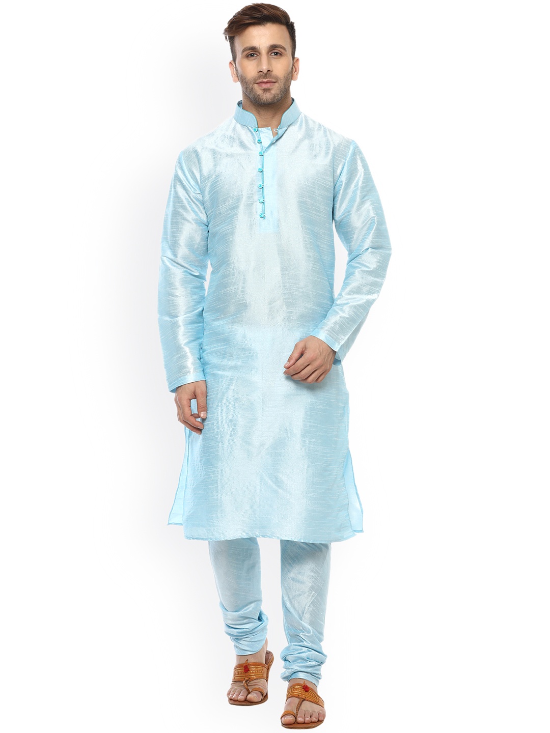 

Hangup Men Blue Solid Kurta with Churidar