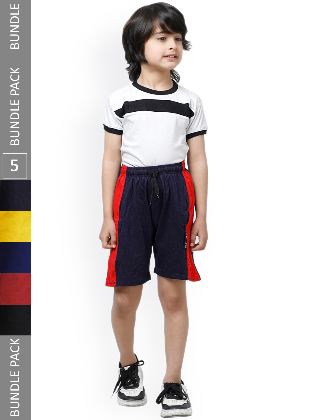 

IndiWeaves Boys Pack Of 5 High-Rise Casual Shorts, Yellow