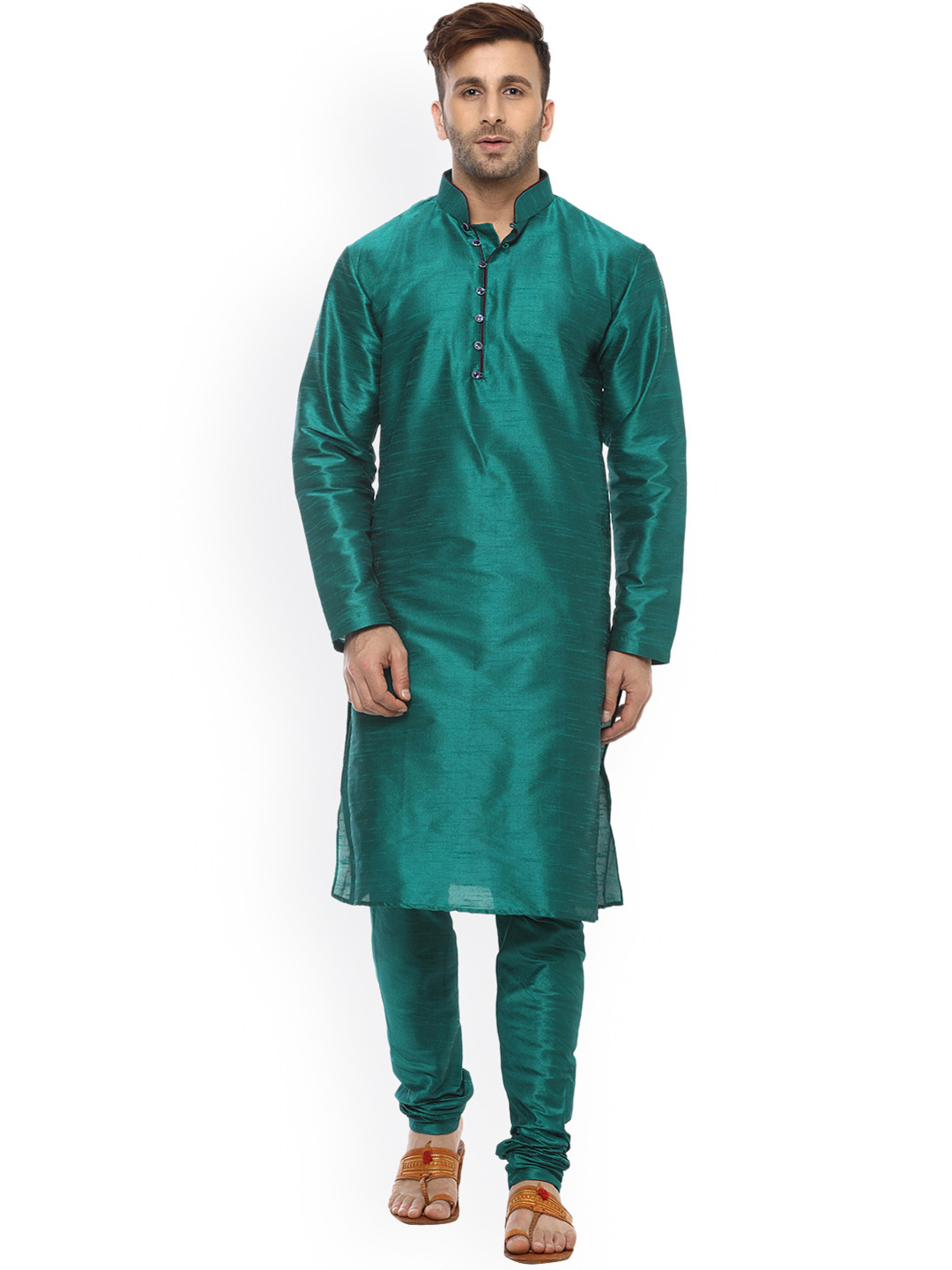 

Hangup Men Green Solid Kurta with Churidar