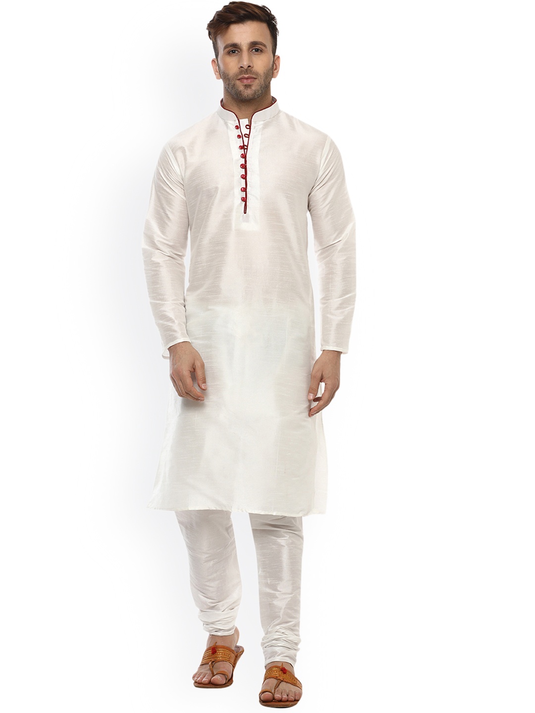 

Hangup Men White Solid Kurta with Churidar