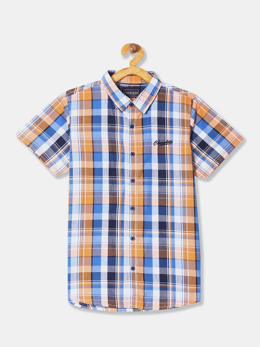 

V-Mart Boys Tartan Checks Cotton Casual Shirt, Blue