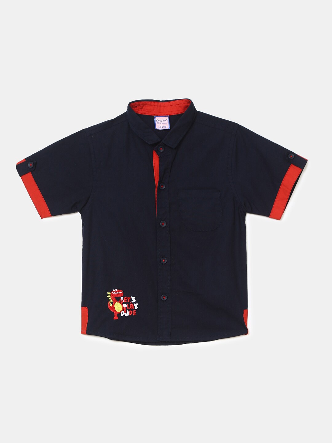 

V-Mart Infants Opaque Spread Collar Casual Shirt, Navy blue