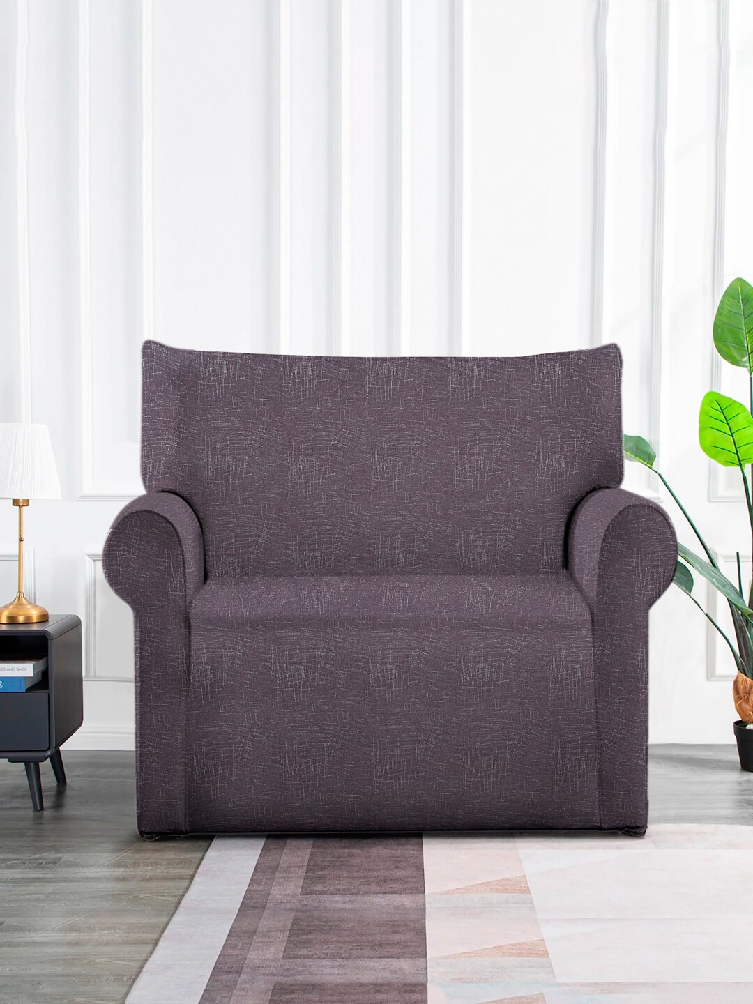 

Slushy Mushy Brown & White Abstract Printed One-Seater Sofa Cover