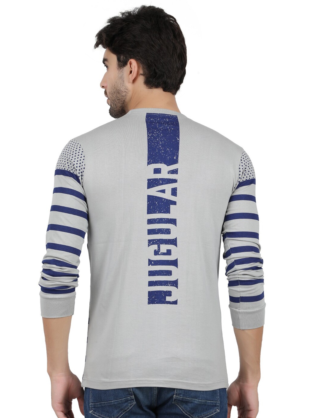 

jugular Striped Pure Cotton T-shirt, Grey