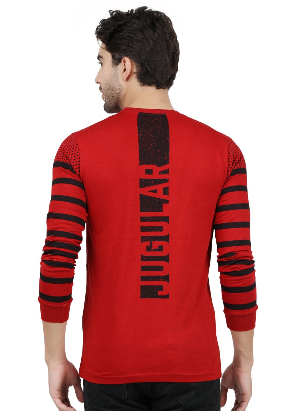 

jugular Striped Pure Cotton T-shirt, Red