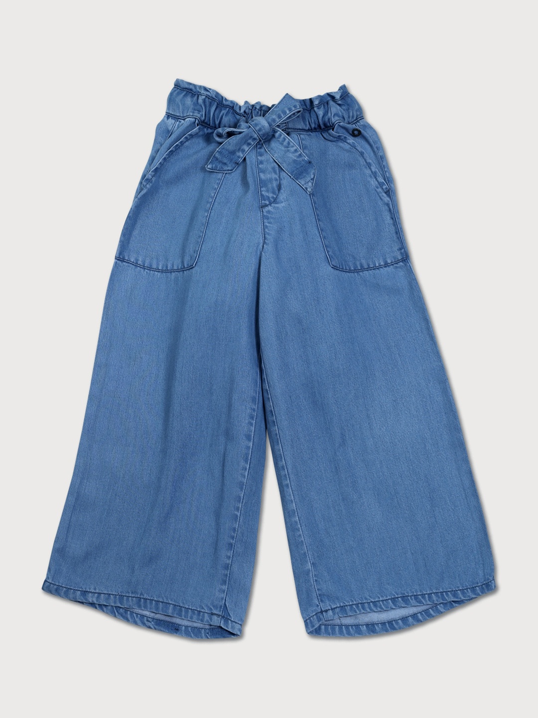 

Gini and Jony Infant Girls Mid-Rise Loose Fit Denim Culottes Trousers, Blue