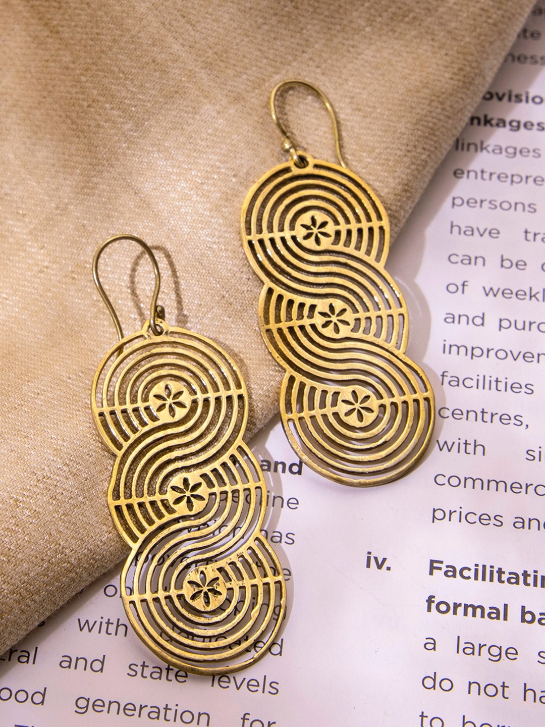

Studio One Love Brass-Plated Contemporary Drop Earrings, Gold