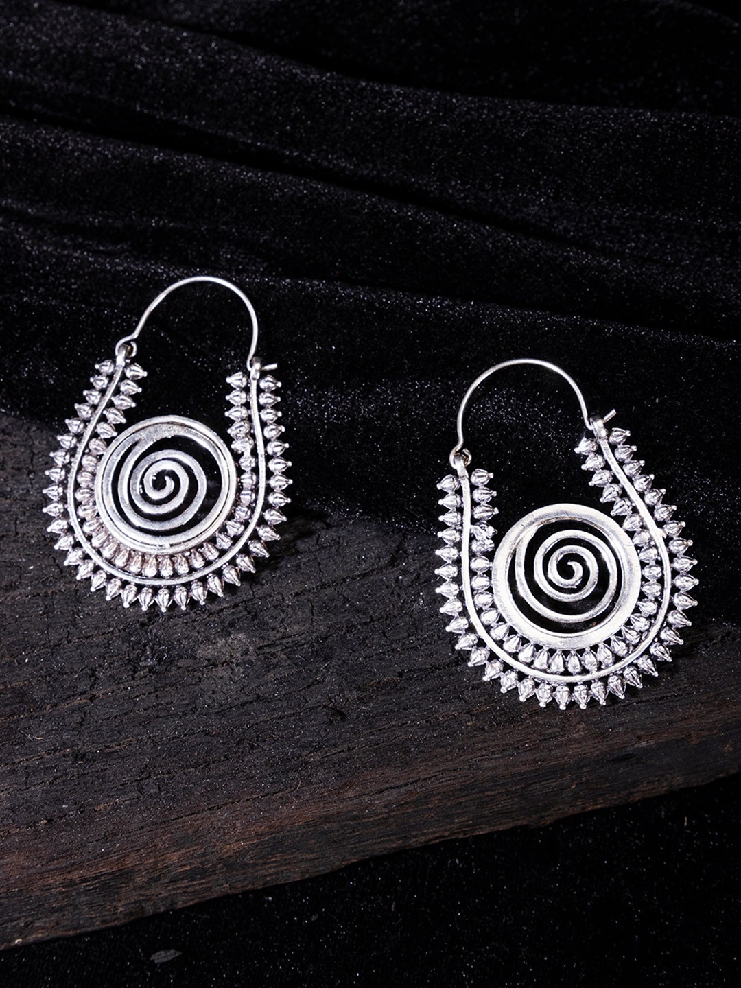 

Studio One Love Silver-Toned Contemporary Hoop Earrings