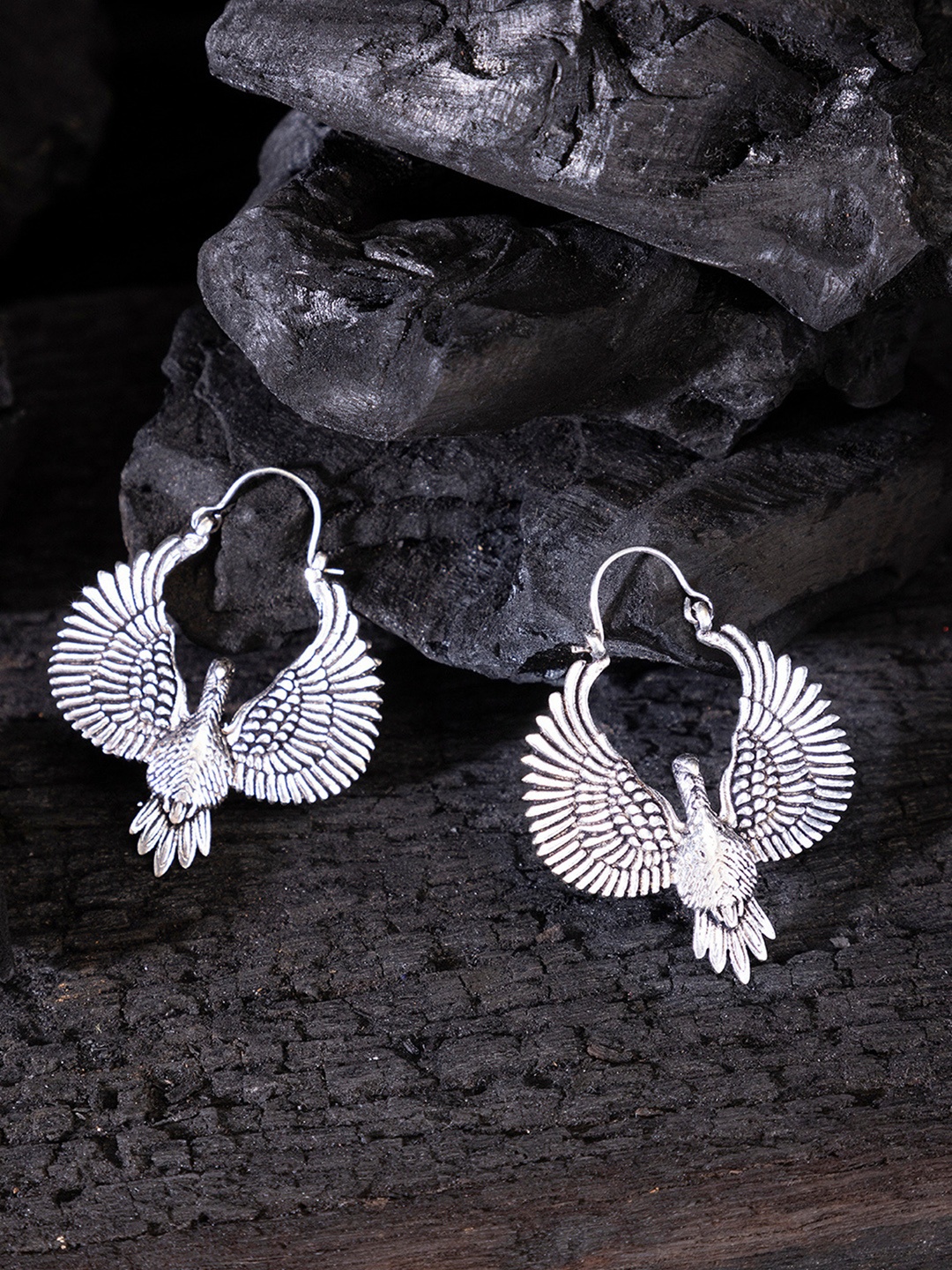 

Studio One Love Silver-Toned Contemporary Hoop Earrings