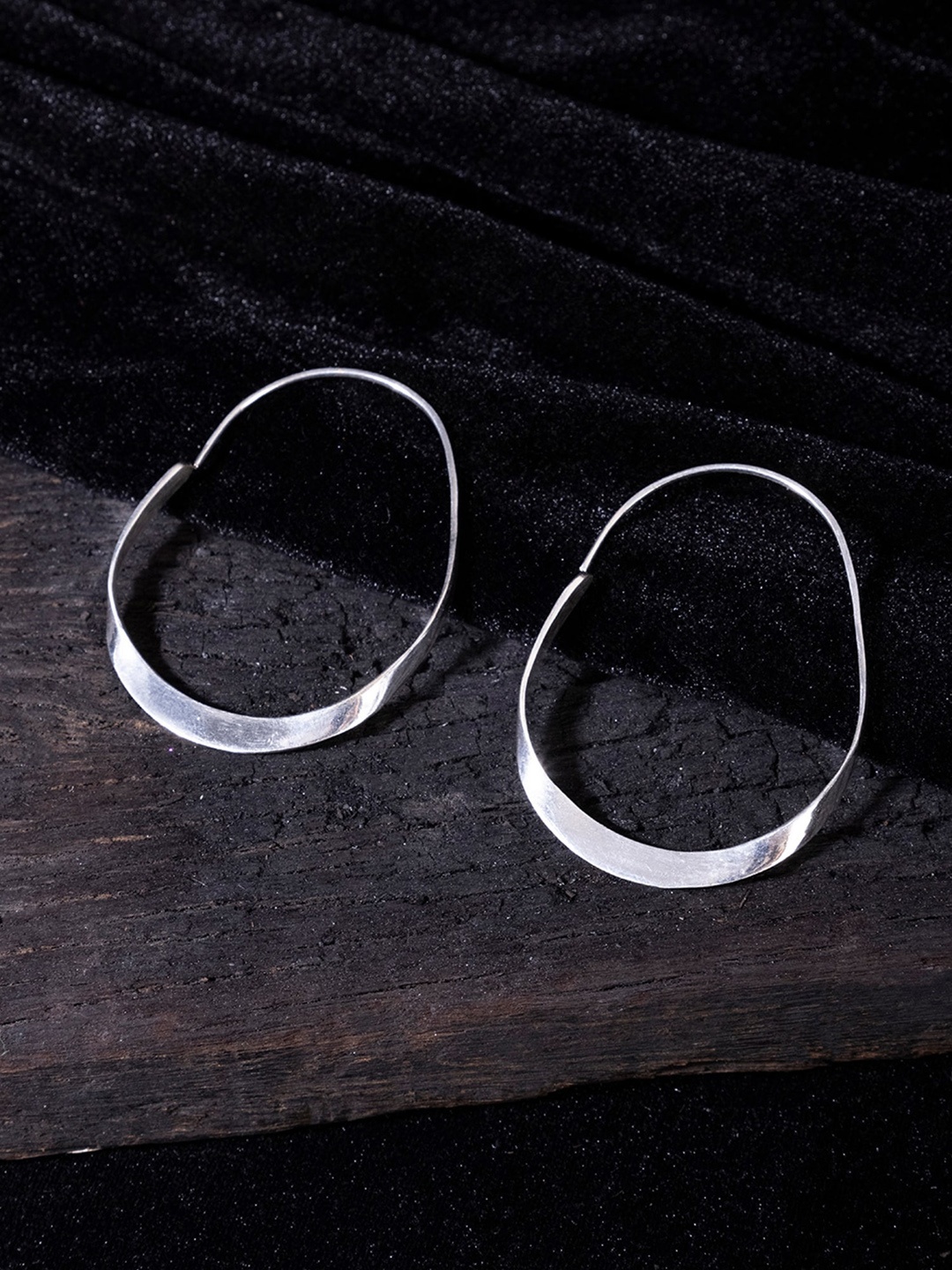 

Studio One Love Silver-Toned Contemporary Hoop Earrings