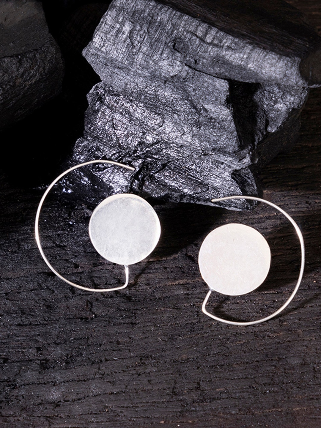 

Studio One Love Silver-Toned Contemporary Hoop Earrings