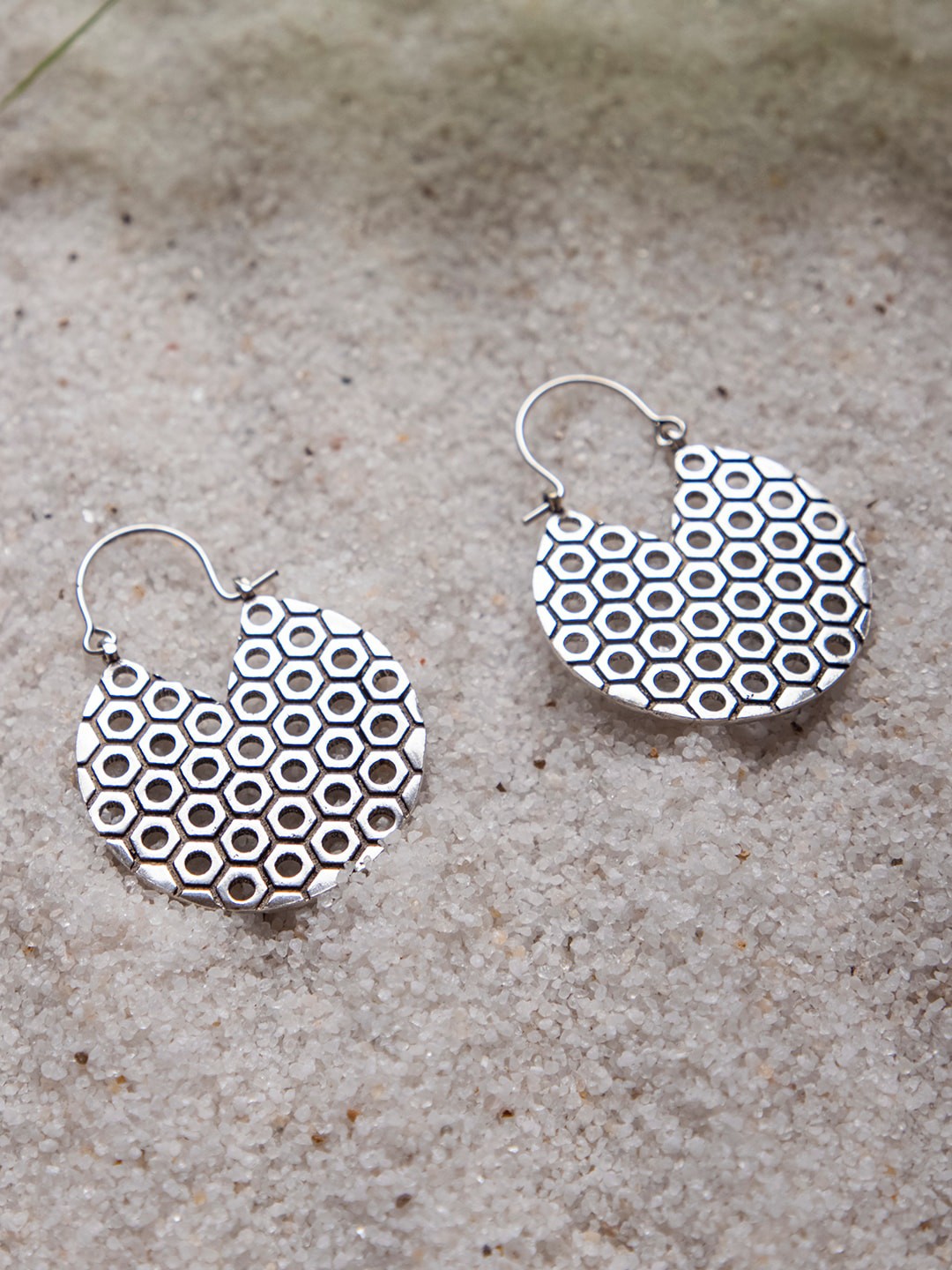 

Studio One Love Brass Contemporary Circle Hoop Earrings, Silver