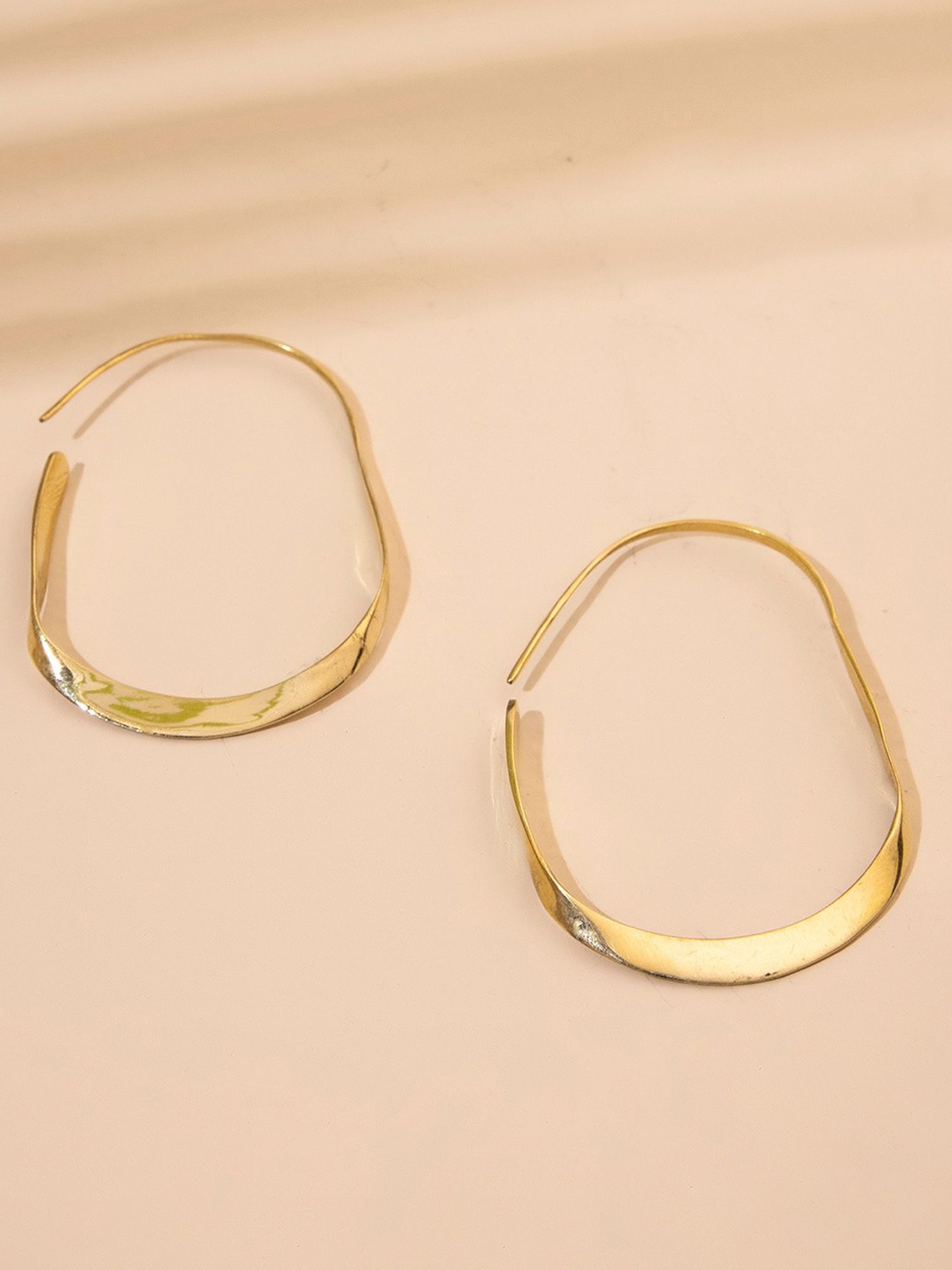 

Studio One Love Brass-Plated Geometric Hoop Earrings, Gold