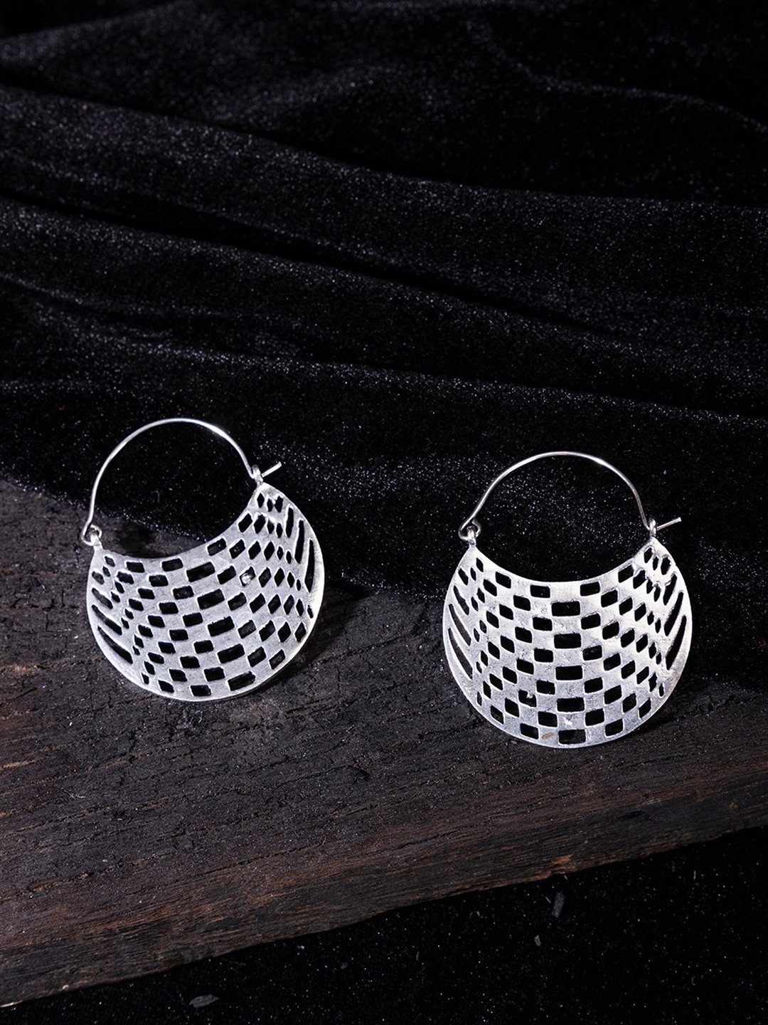 

Studio One Love Silver-Toned Contemporary Hoop Earrings