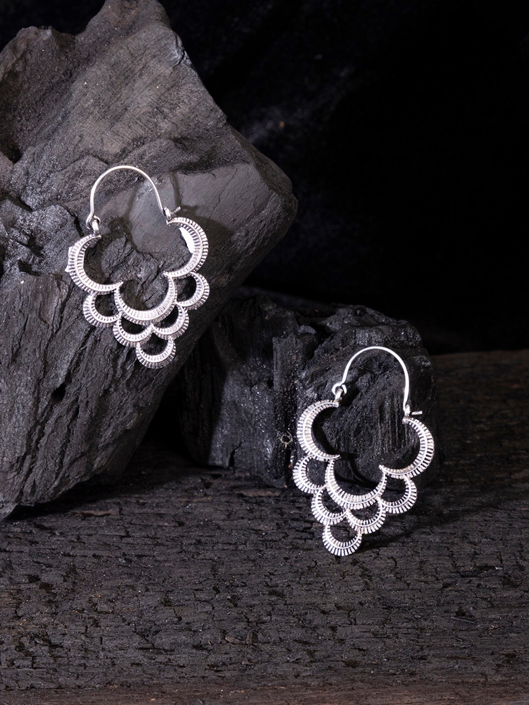 

Studio One Love Silver-Toned Contemporary Hoop Earrings