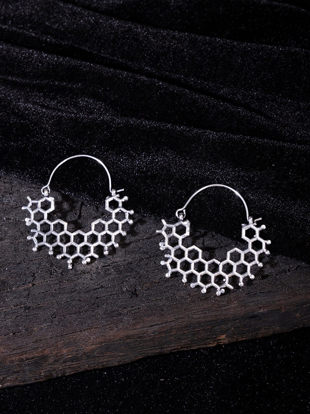 

Studio One Love Silver-Toned Contemporary Hoop Earrings