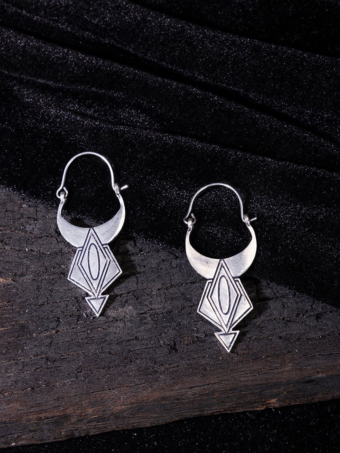 

Studio One Love Silver-Toned Contemporary Hoop Earrings