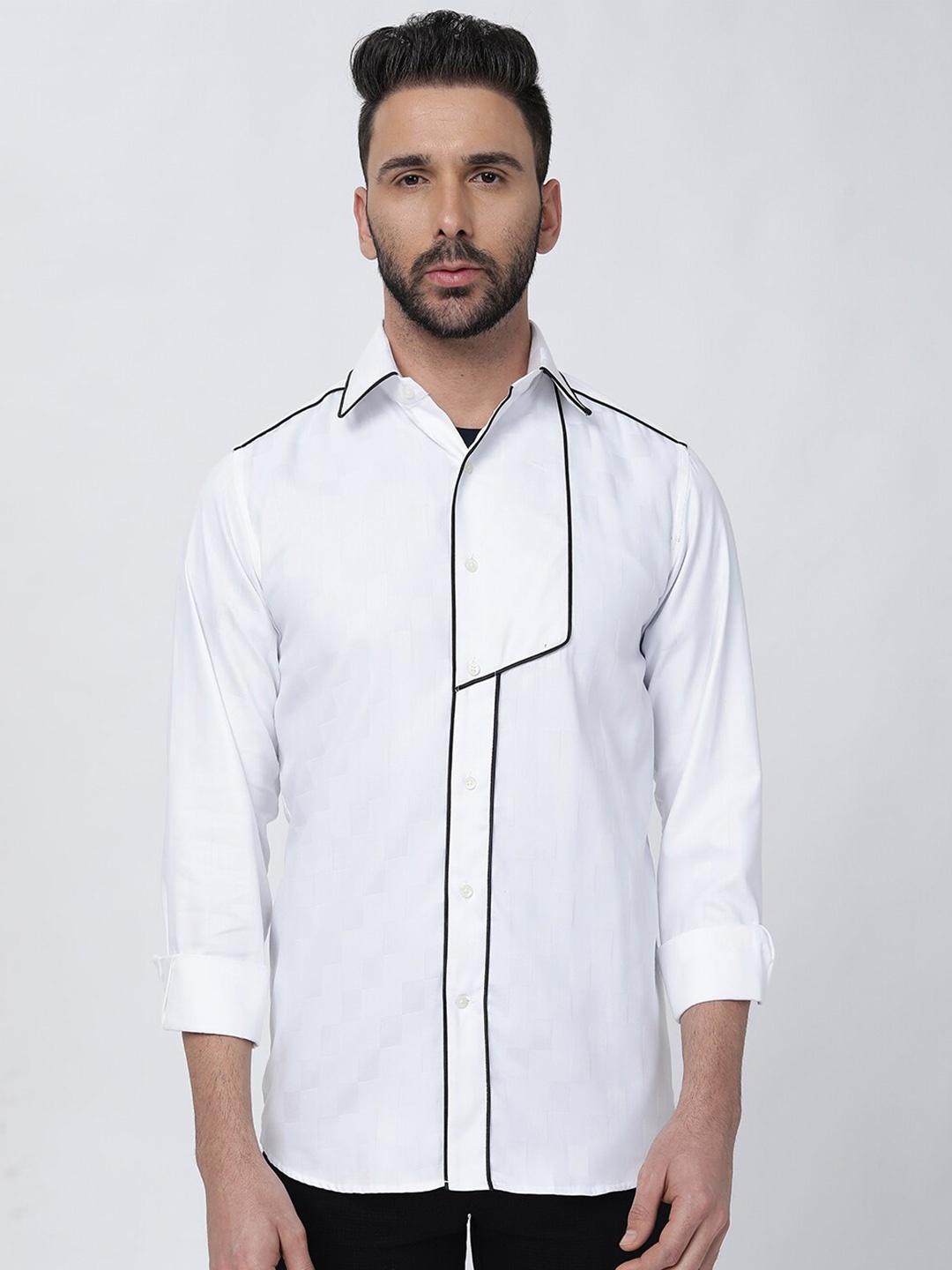 

FRENCH CROWN Standard Cotton Casual Shirt, White