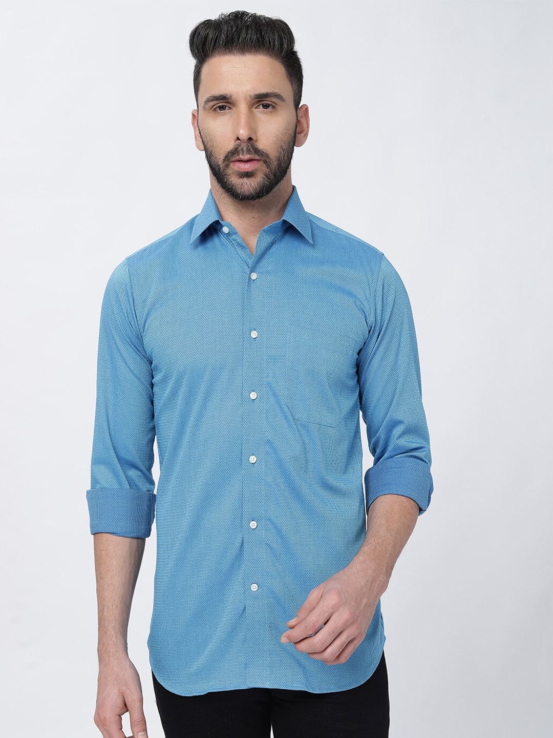 

FRENCH CROWN Standard Cotton Casual Shirt, Blue