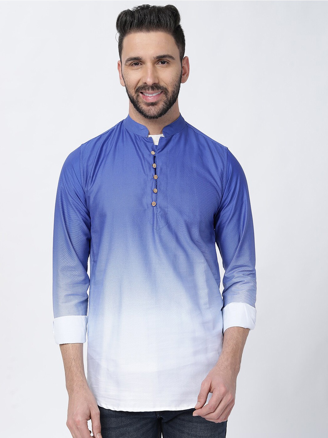 

FRENCH CROWN Standard Opaque Cotton Casual Shirt, Blue