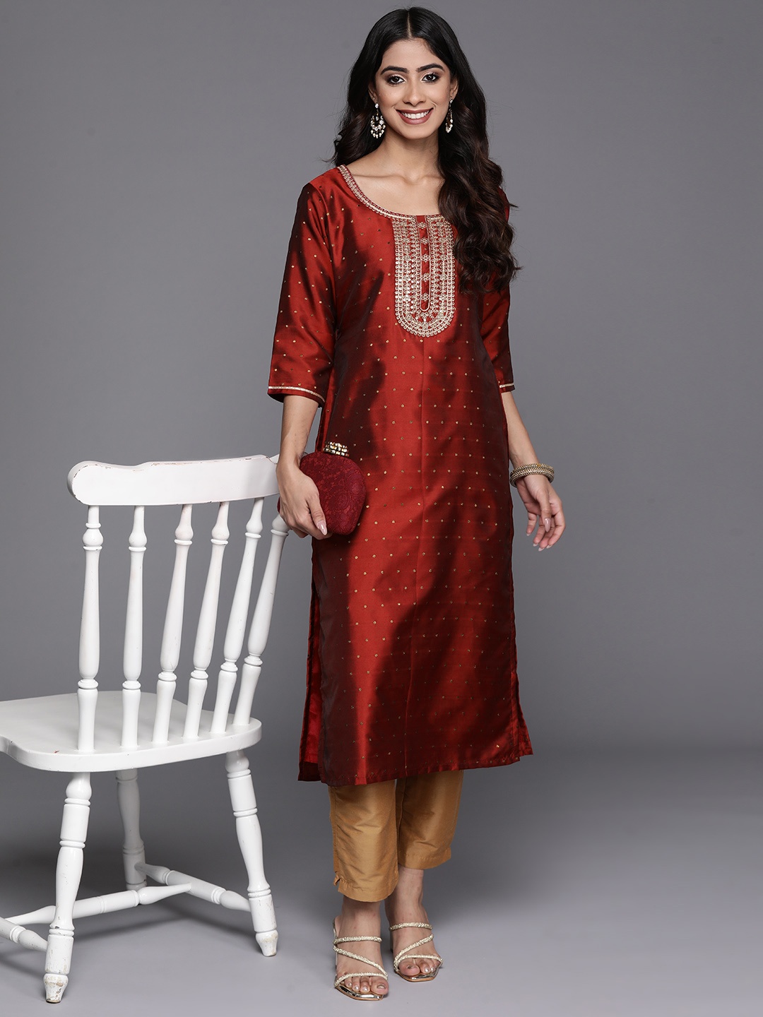 

Libas Ethnic Motifs Zari Kurta, Maroon