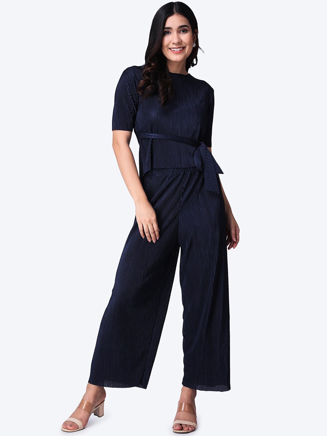 

Popwings Self Design Top & Trousers, Navy blue