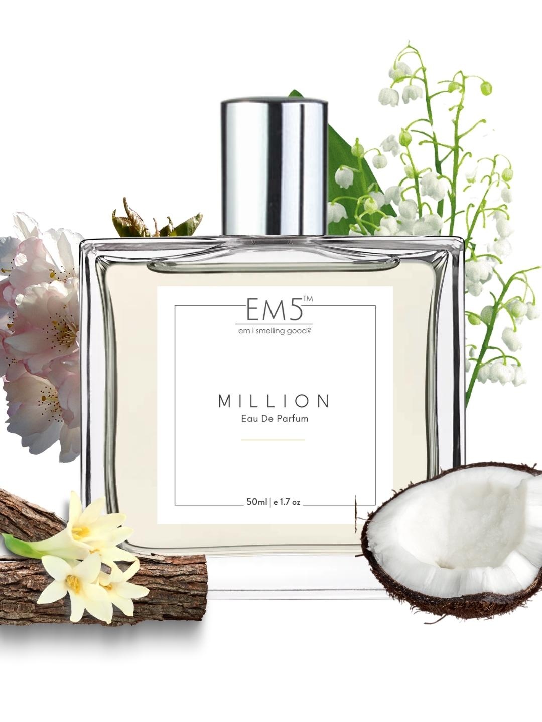 

EM5 Men Million Amber Woody Fresh Spicy Eau De Parfum 50ml, Transparent