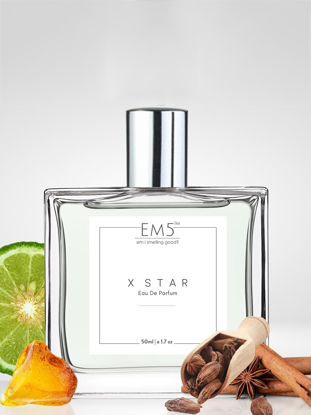 

EM5 X Star Warm Spicy Cinnamon Amber Eau De Parfum 50ml, Transparent