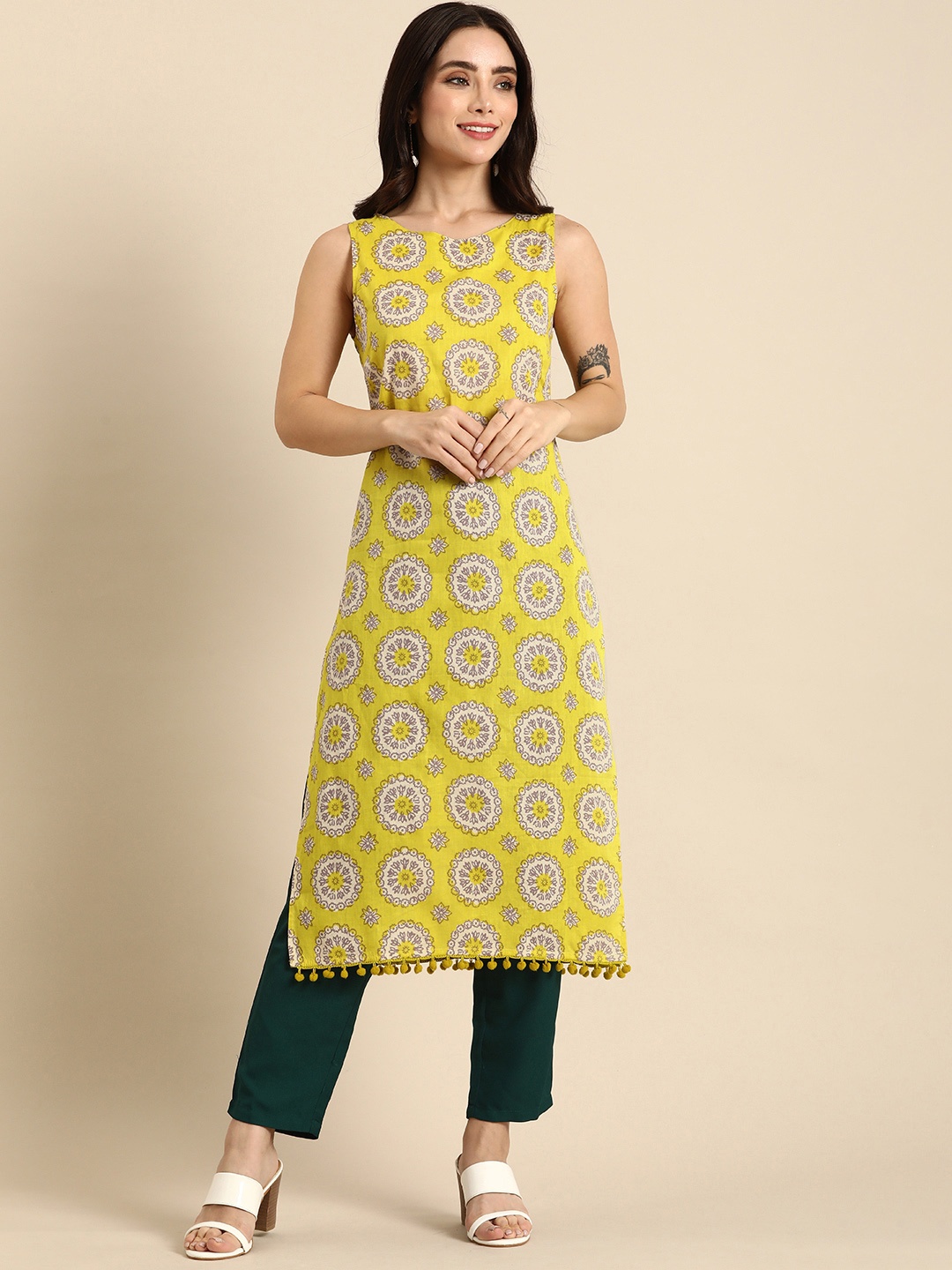 

Anouk Women Ethnic Motifs Printed Kurta, Yellow